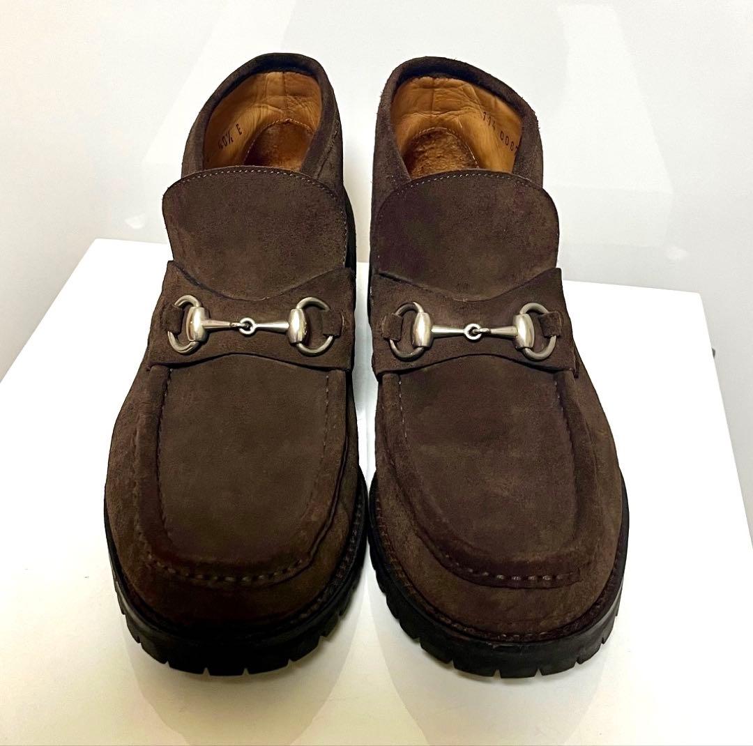 GUCCI ブラウン スエード ビットローファー