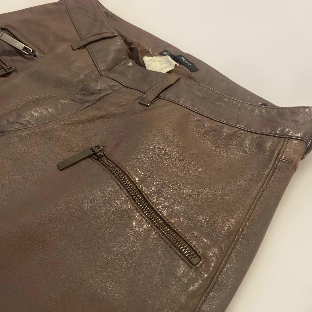 RUFFO ルッフォ　レザー パンツ　イタリア製　ナッパレザー　ブラウン