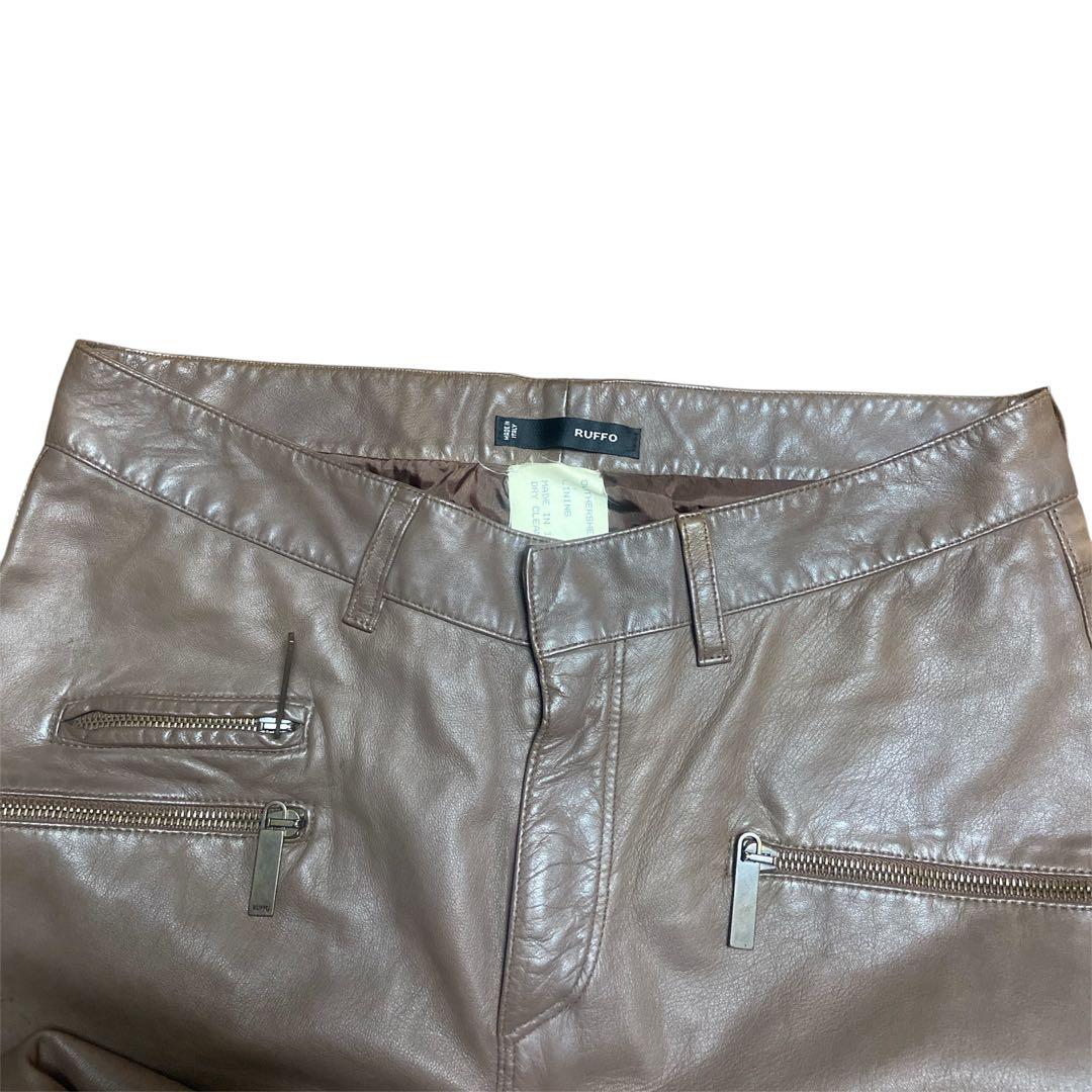 RUFFO ルッフォ　レザー パンツ　イタリア製　ナッパレザー　ブラウン