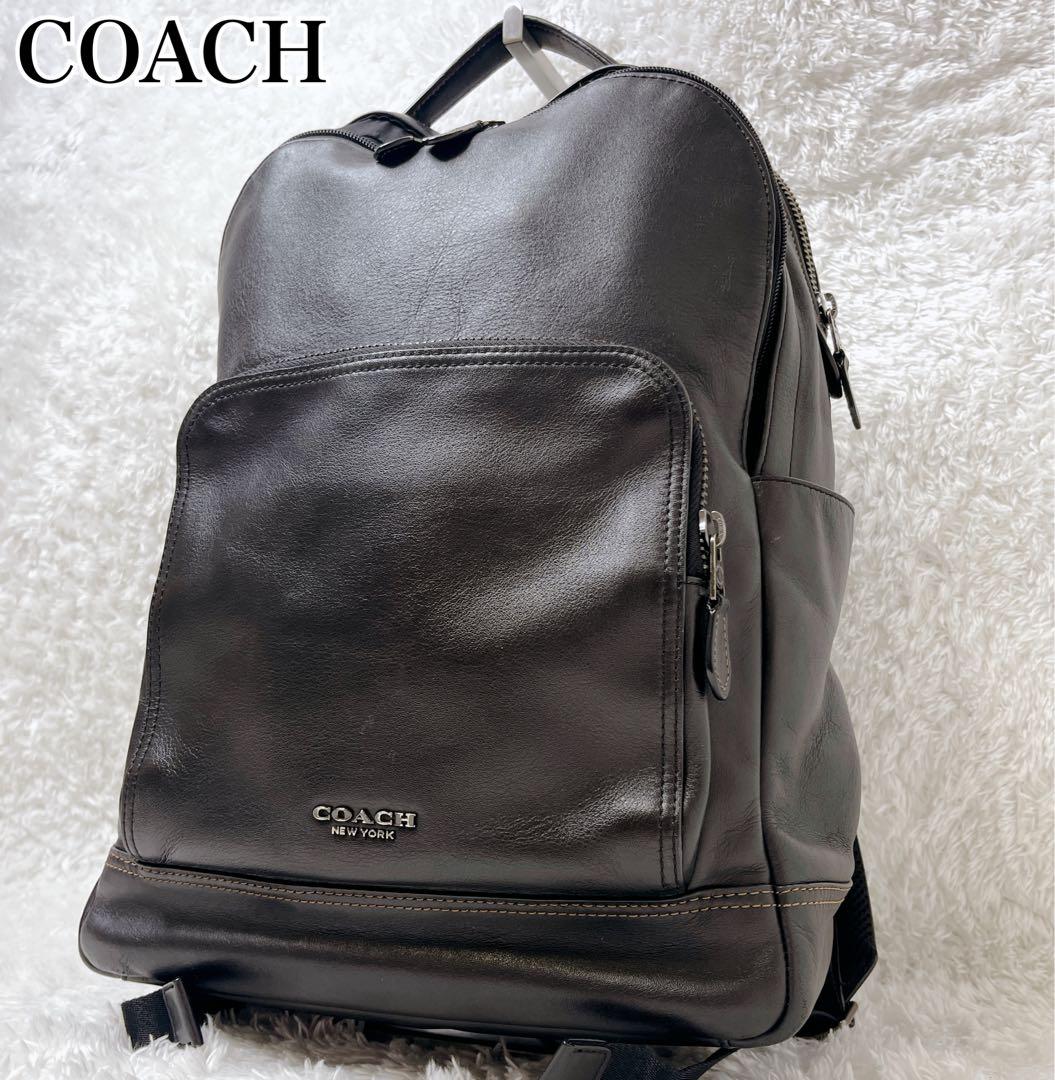 バッグ COACH Graham Backpack all Leather Black