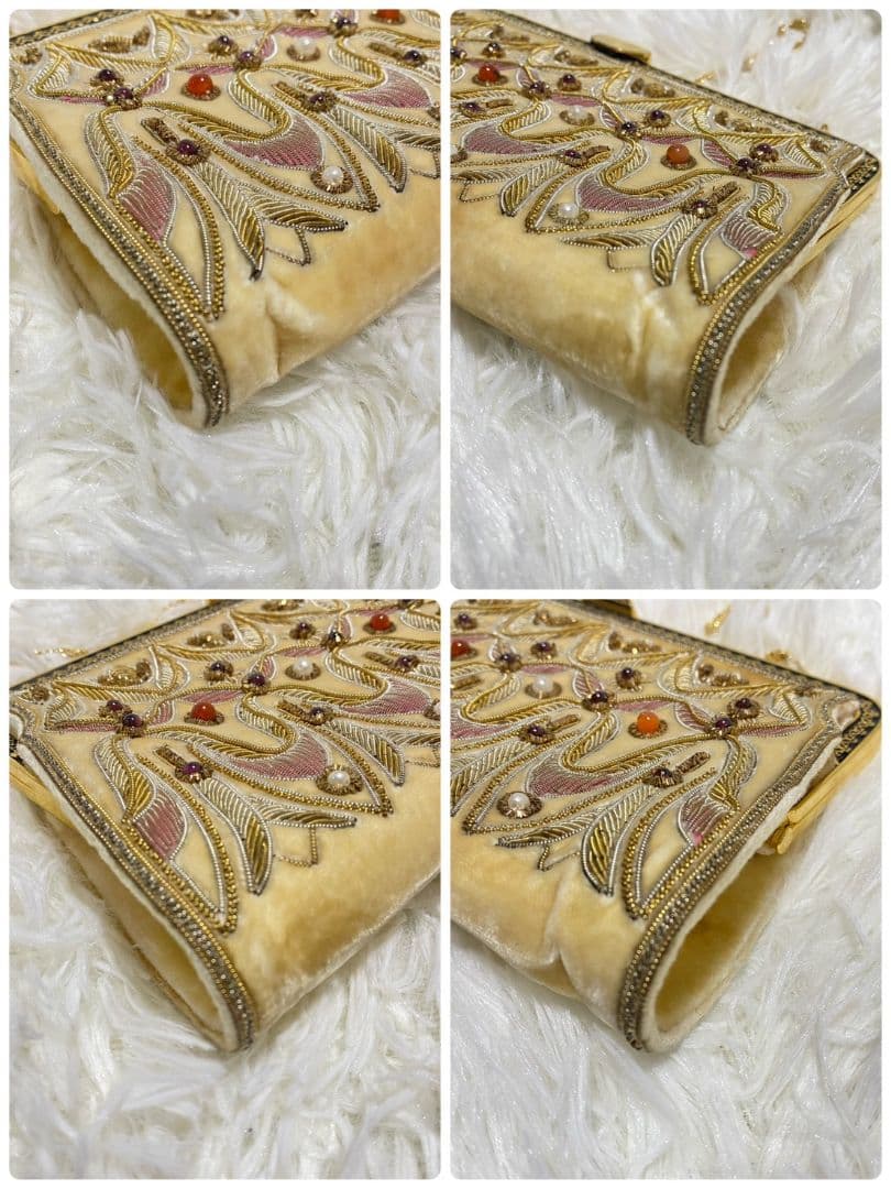 ●良品●　LUMY　ルミーはしもと　皇室御用達　がま口　ビーズ刺繍　ハラコバッグ