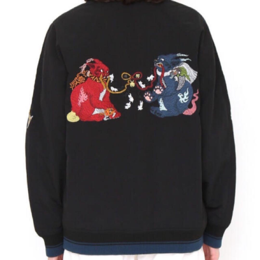 【新品未使用タグ付き】　グラニフ　石黒亜矢子　ブルゾン　スカジャン　阿吽　刺繍