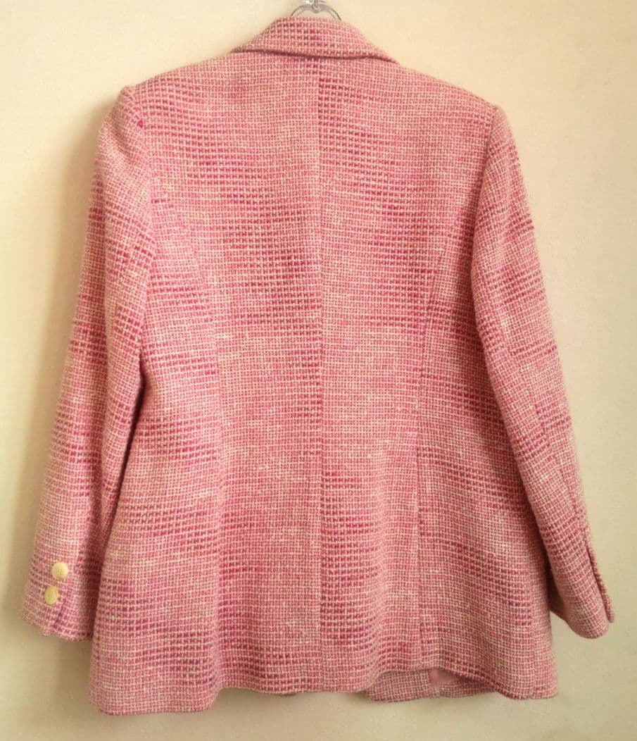 ツイードジャケット　イタリア製生地　孝富　ピンク　M おしゃれ