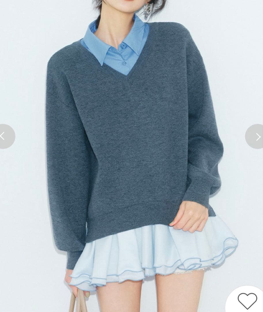 【未使用タグ付き】LILY BROWN シャツドッキングフリルミニワンピース