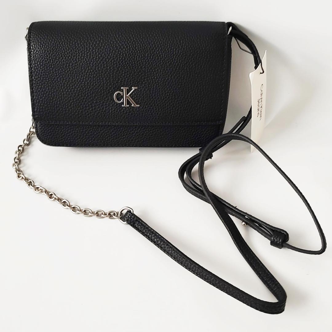 【新品】CK ロゴ カルバンクライン チェーン クロスボディバッグ ブラック