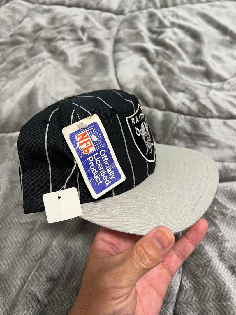 RAIDERS ストライプキャップ NFL公式 90s 希少 デッド