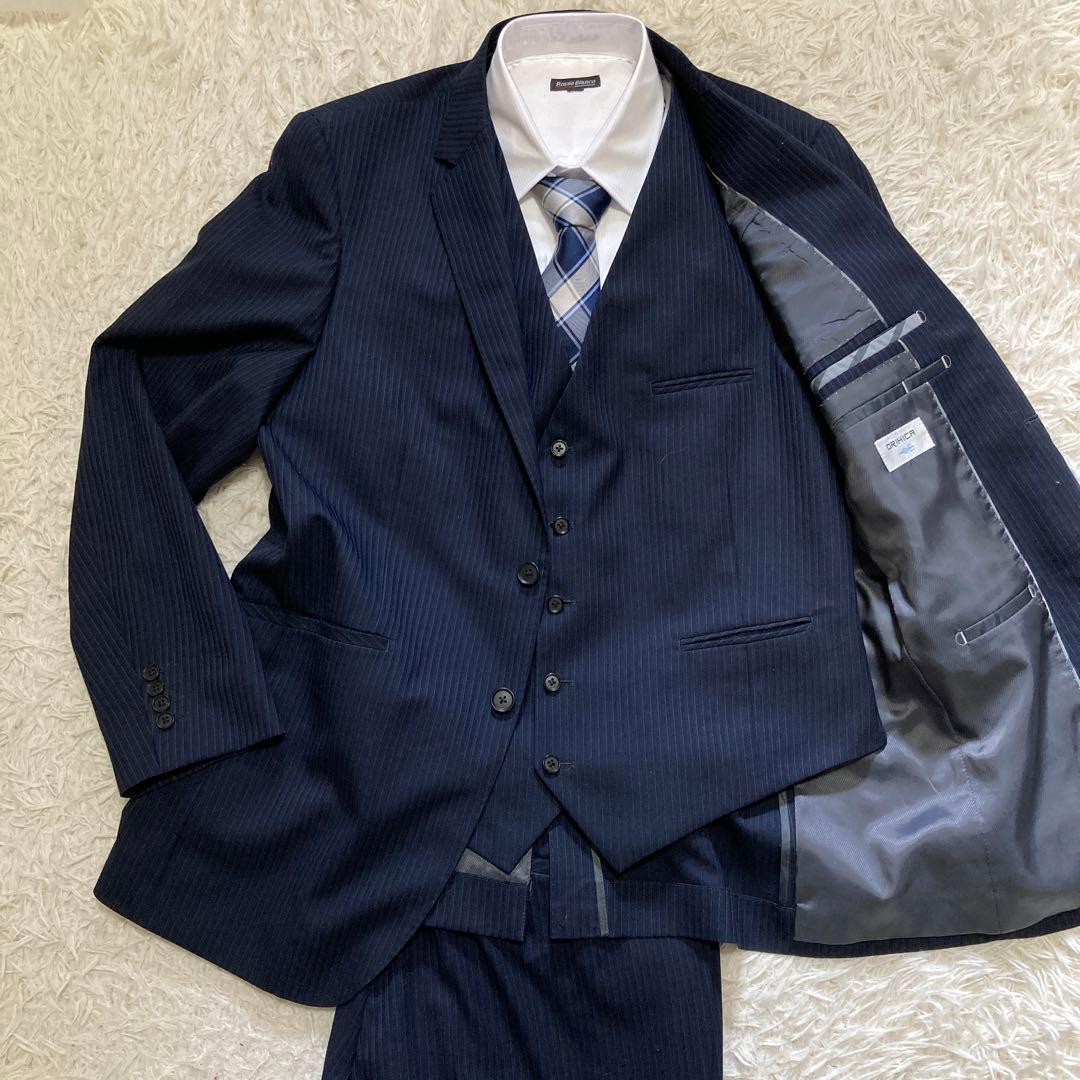 オリヒカ スーツ セットアップ 3ピース 2XL ネイビー ストレッチ