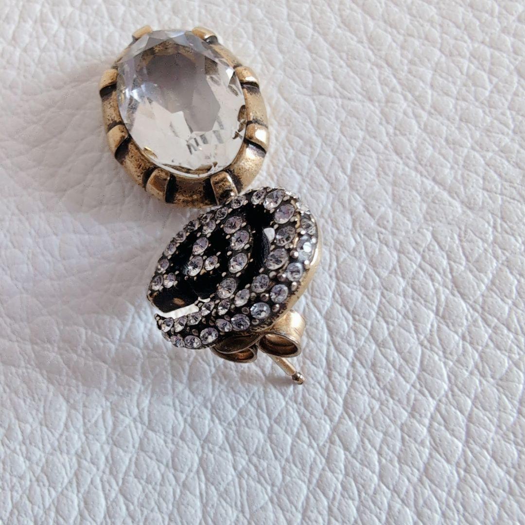 グッチ　ピアス　片方　マーモント　ビジュー　クリスタル付き ダブルGピアス　テテ