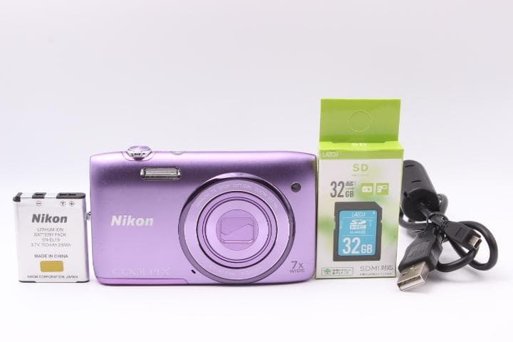 ニコン Nikon COOLPIX S3500 パープル SDカード付き