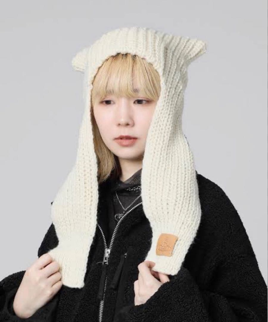 餅*様 Viviennewestwood キャットイヤーフラップニット 帽 猫耳