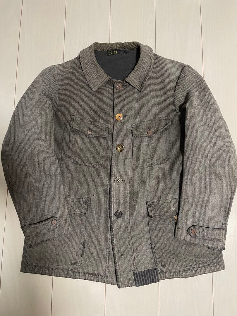 40s コットンピケ　ハンティングジャケット　フレンチヴィンテージ