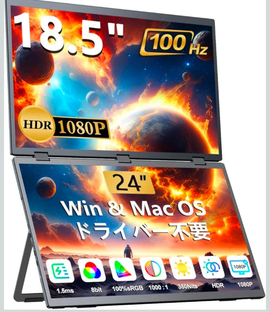 18.5インチ デュアルディスプレイ（ケース付き）