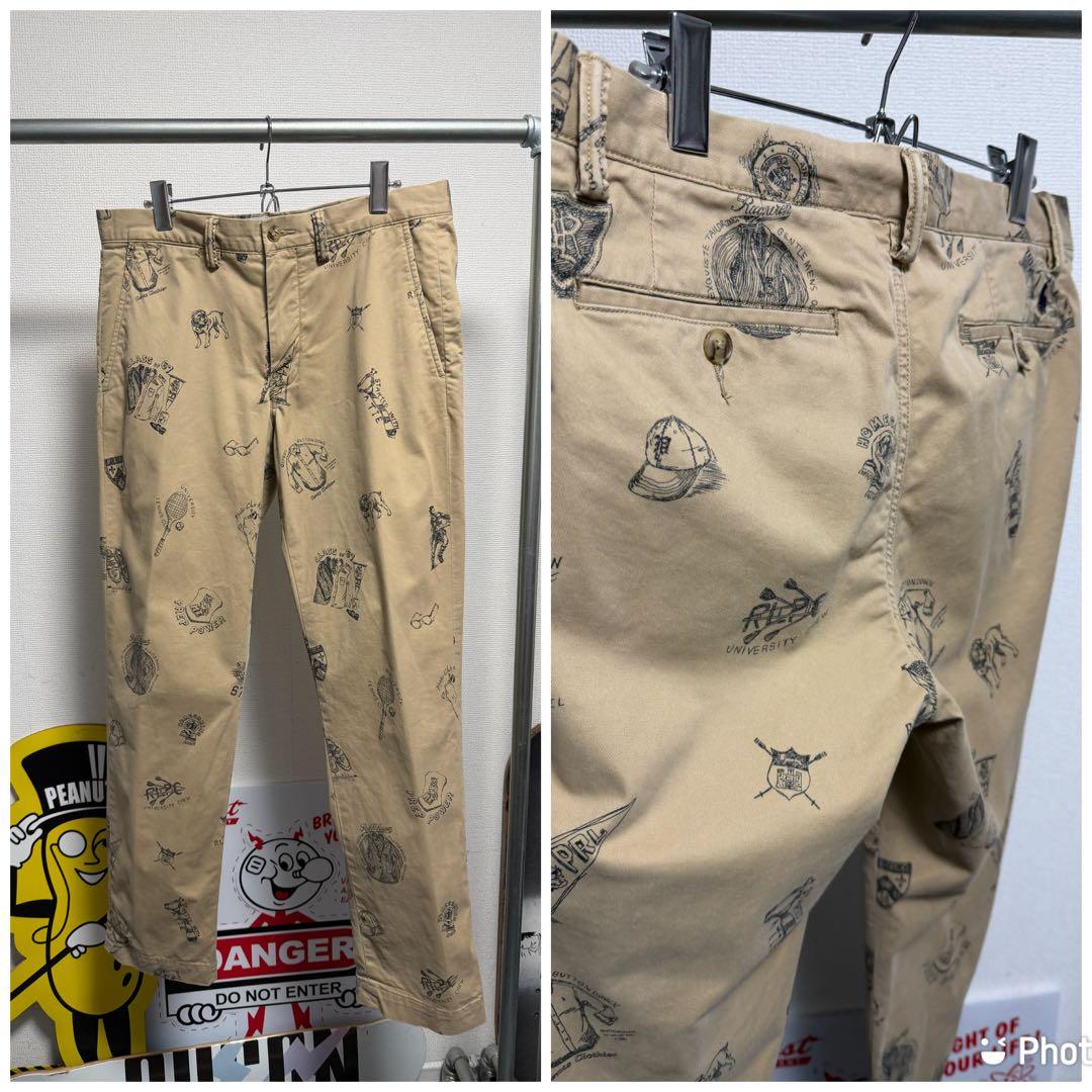 POLO RALPH LAUREN チノパンツ 総柄　手描き　トラウザーズ　32