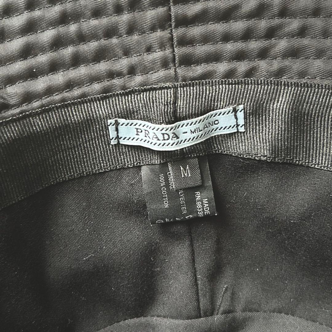 美品 PRADA プラダ バケットハット ロゴ トライアングル ブラックM