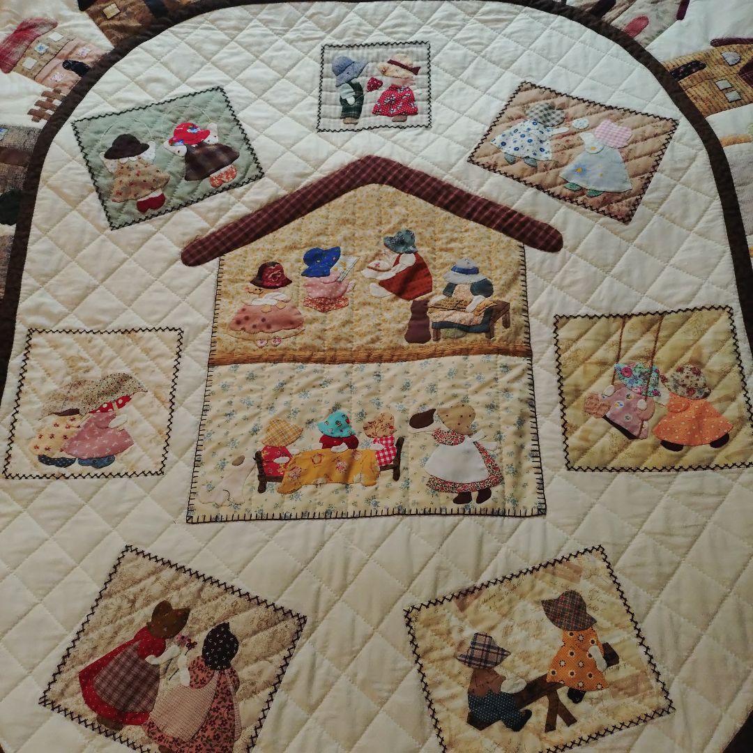 ハンドメイド　パッチワークベッドカバー