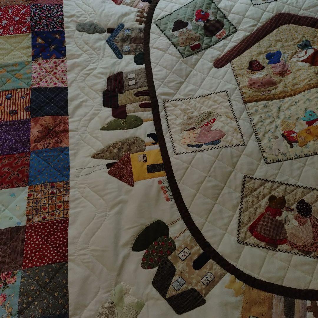 ハンドメイド　パッチワークベッドカバー