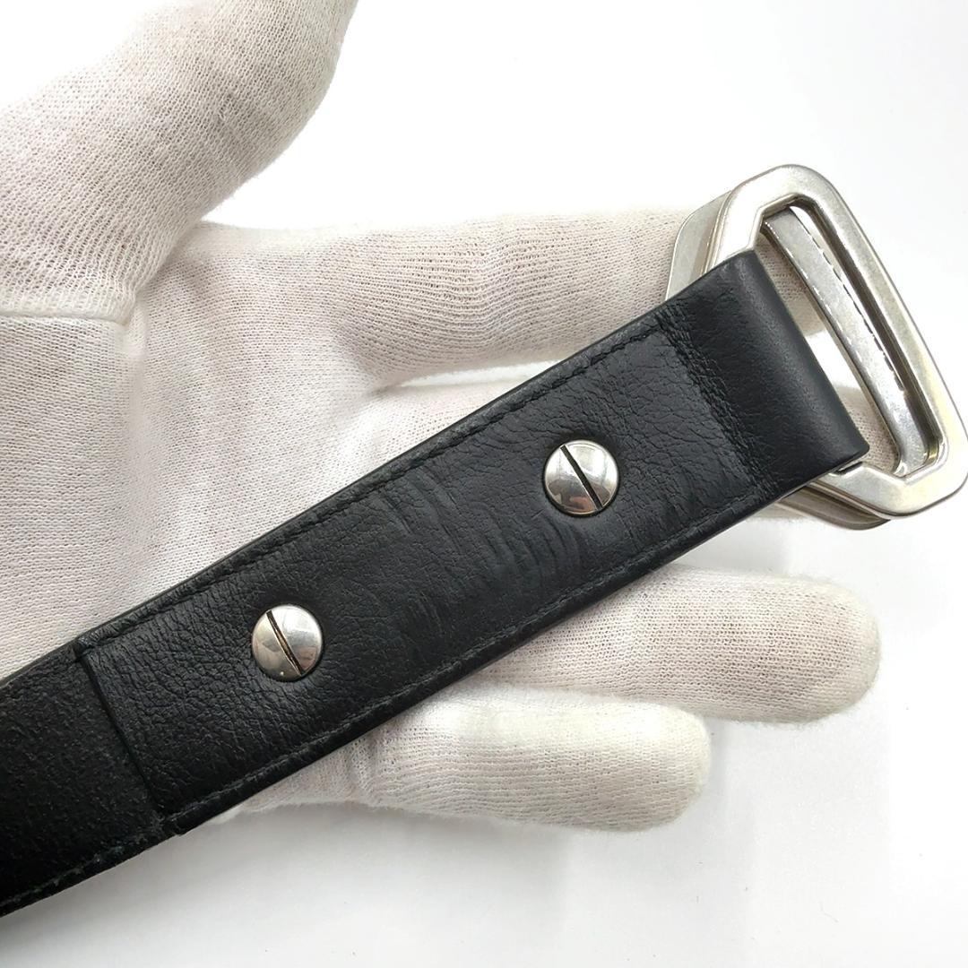 ◇バレンシアガ◇741613/レザー/ベルト/ブラック/シルバー