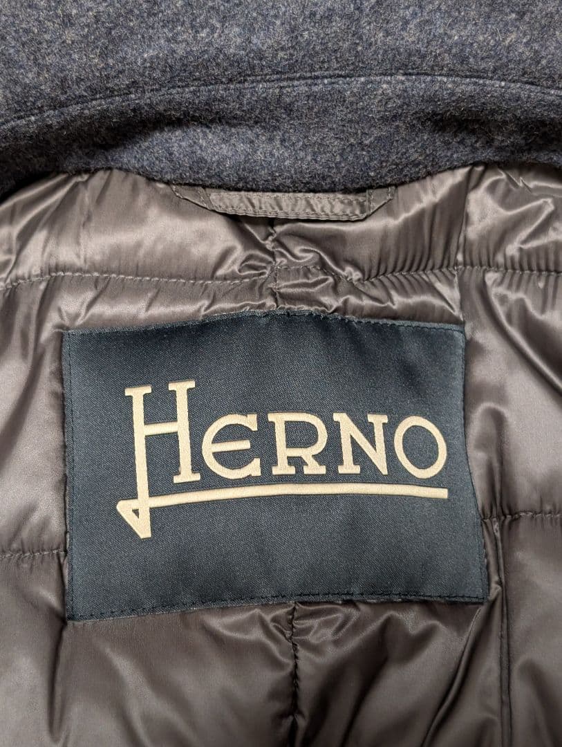 美品 HERNO ウール テーラード 46 ネイビー ジャケット ヘルノ
