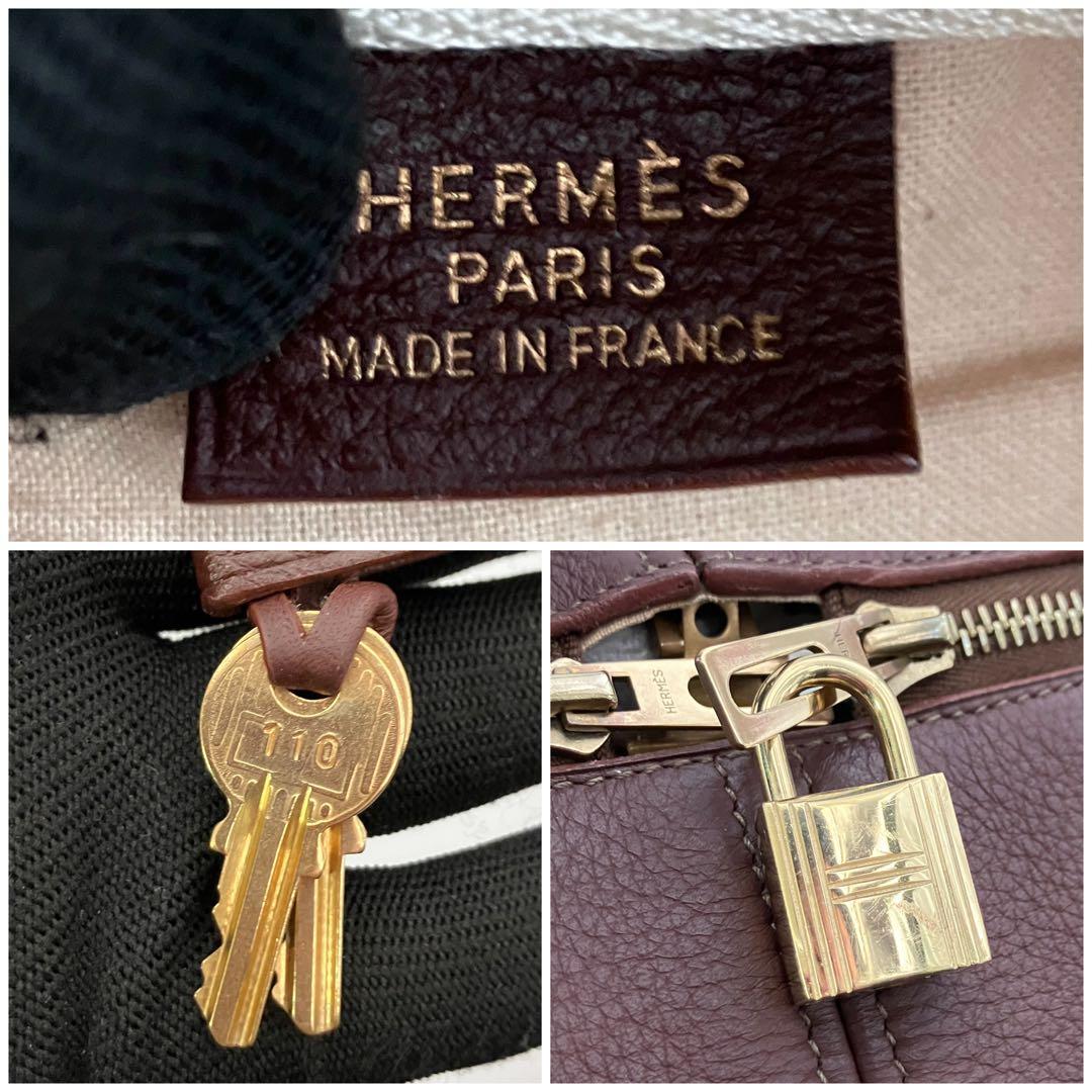 エルメス 3253 ヴィクトリア 43 ボストンバッグ トワルアッシュトリヨン