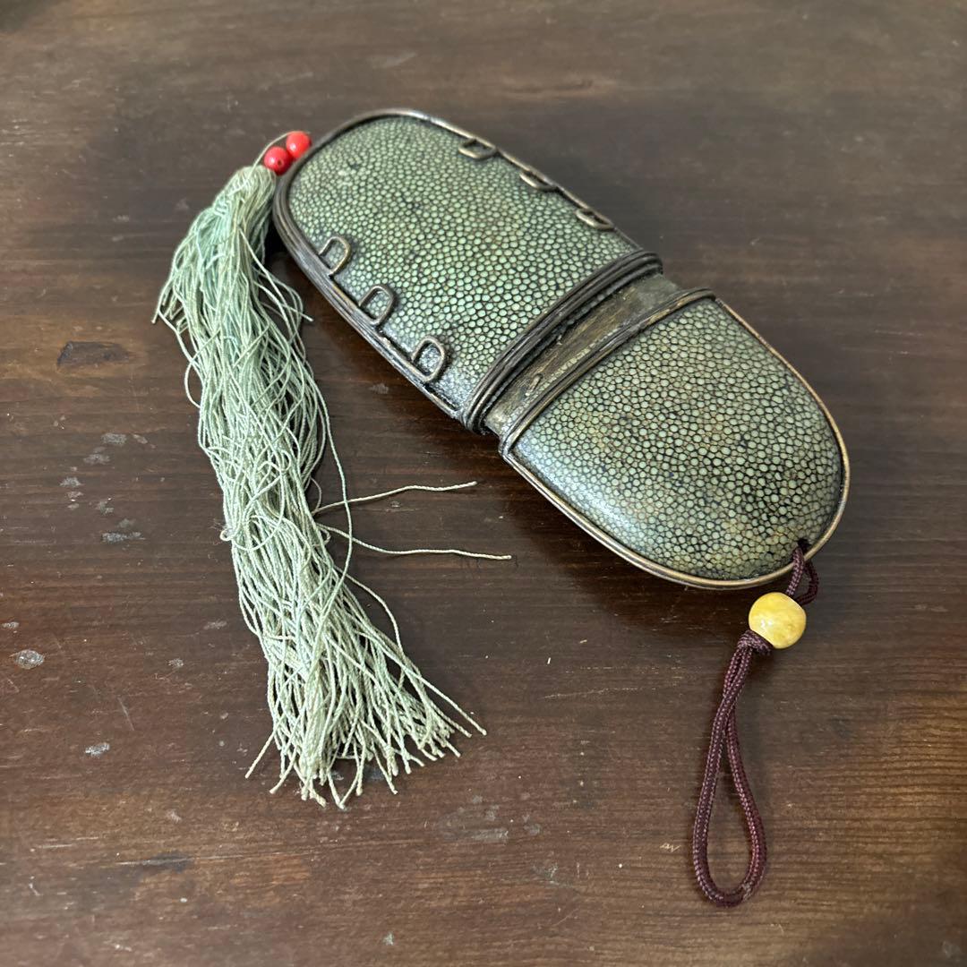 李朝時代後期 眼鏡匣 鮫皮　朝鮮王朝　アンティーク　韓国骨董　古道具　清朝