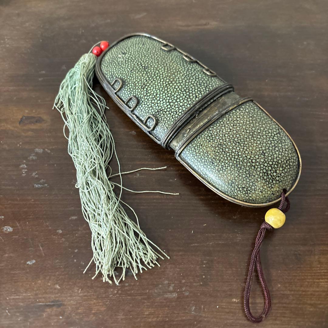 李朝時代後期 眼鏡匣 鮫皮　朝鮮王朝　アンティーク　韓国骨董　古道具　清朝