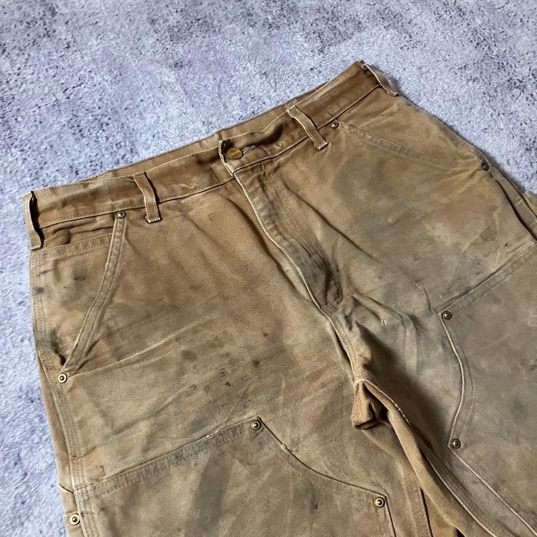 90sCarharttカーハートUSA製ダック地ダブルニーワークパンツベージュ