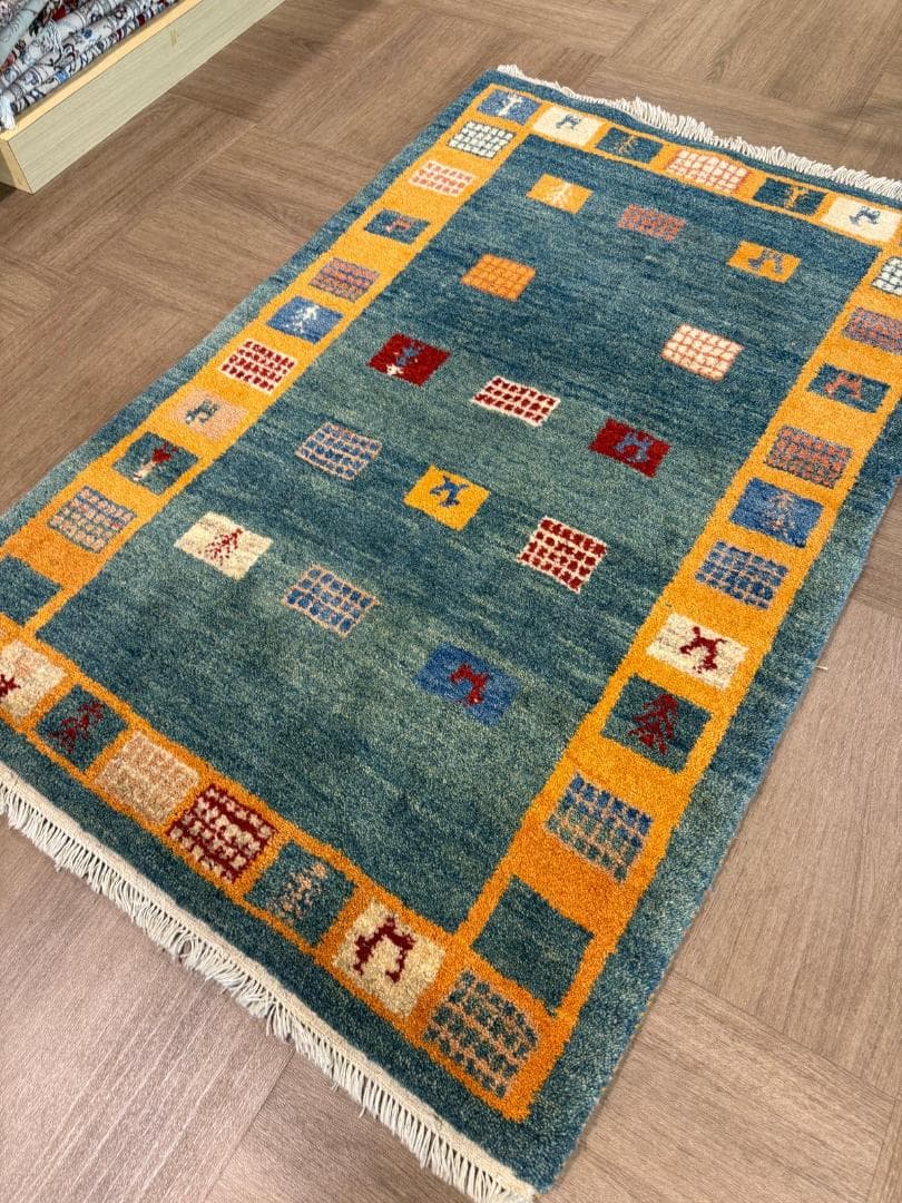 ギャッベ 152x102cm ペルシャ絨毯 手織り ギャベ 玄関マットラグ 絨毯