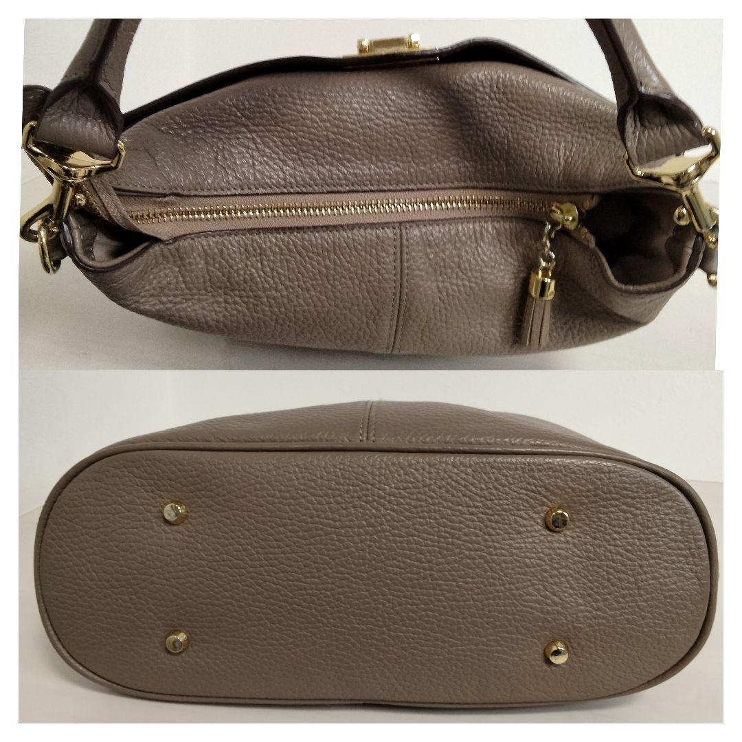 ATAO ウィークエンド 2way ショルダーバッグ レザー グレージュ