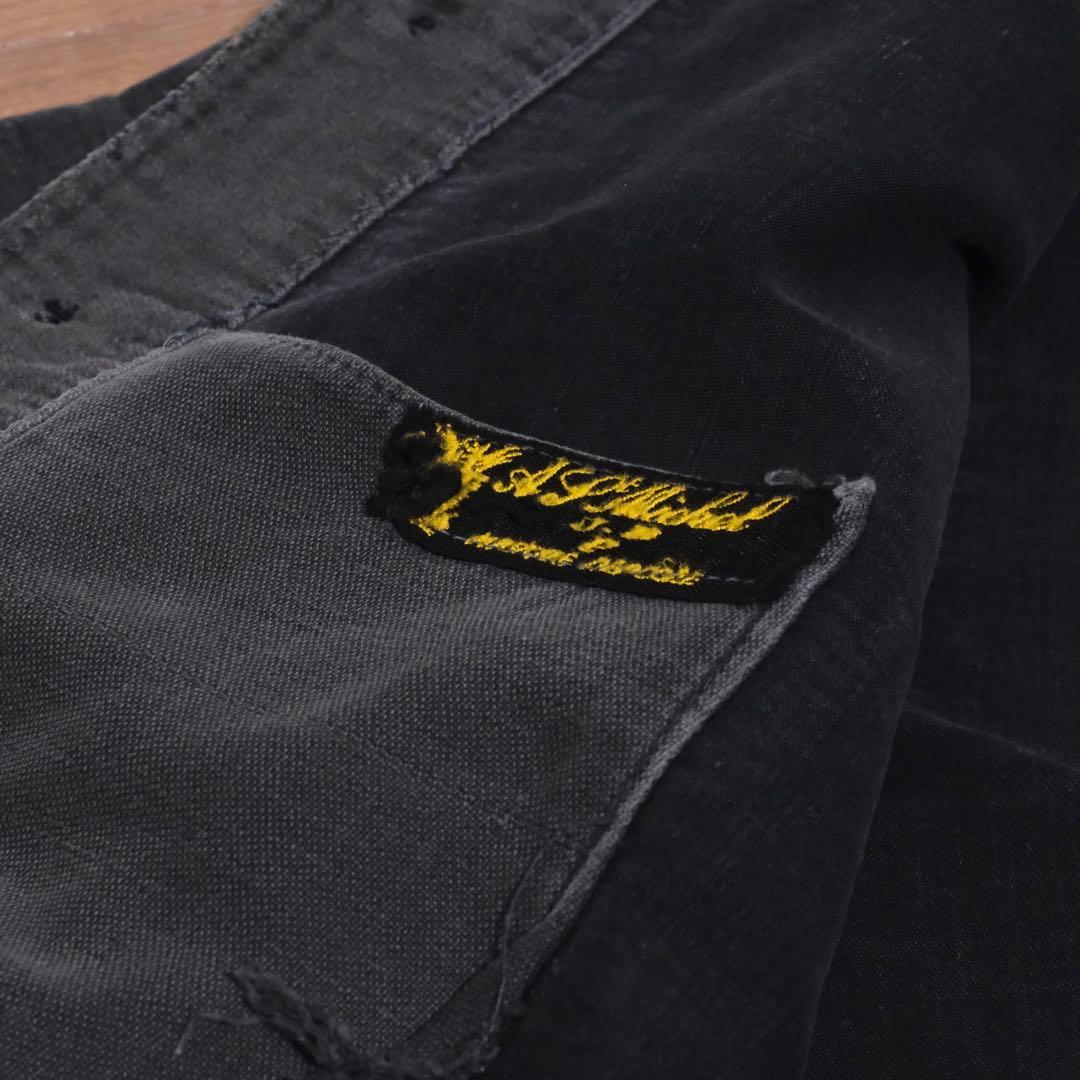 40-50s Vintage フレンチ ブラックモールスキン ジャケット Vポケ