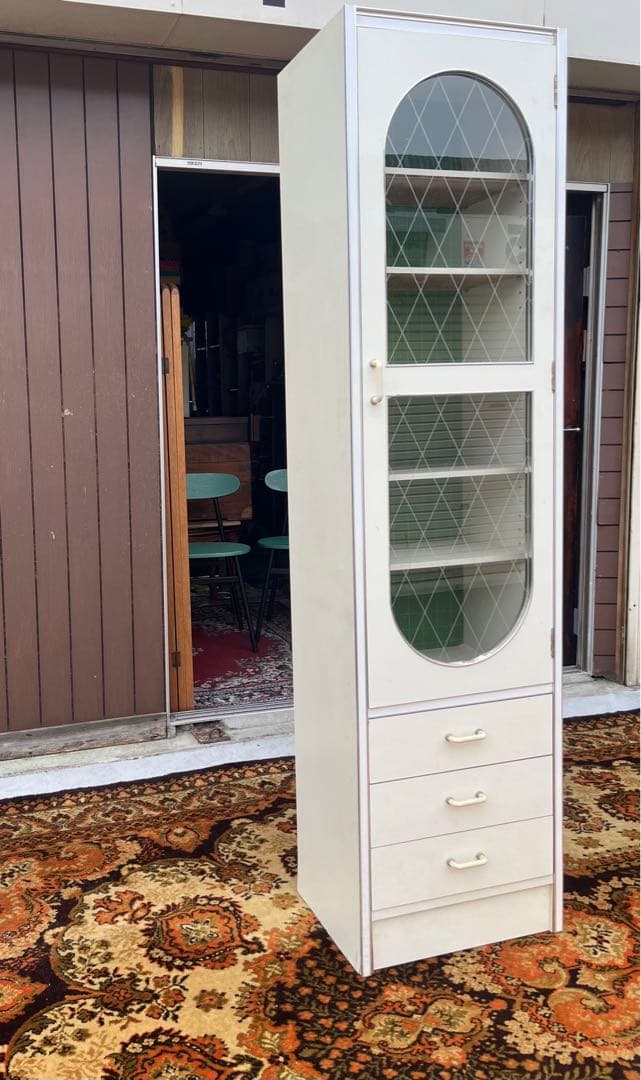 おがちよ＊食器棚 飾り棚 縦型 昭和レトロ レトロポップ 当時物インテリア