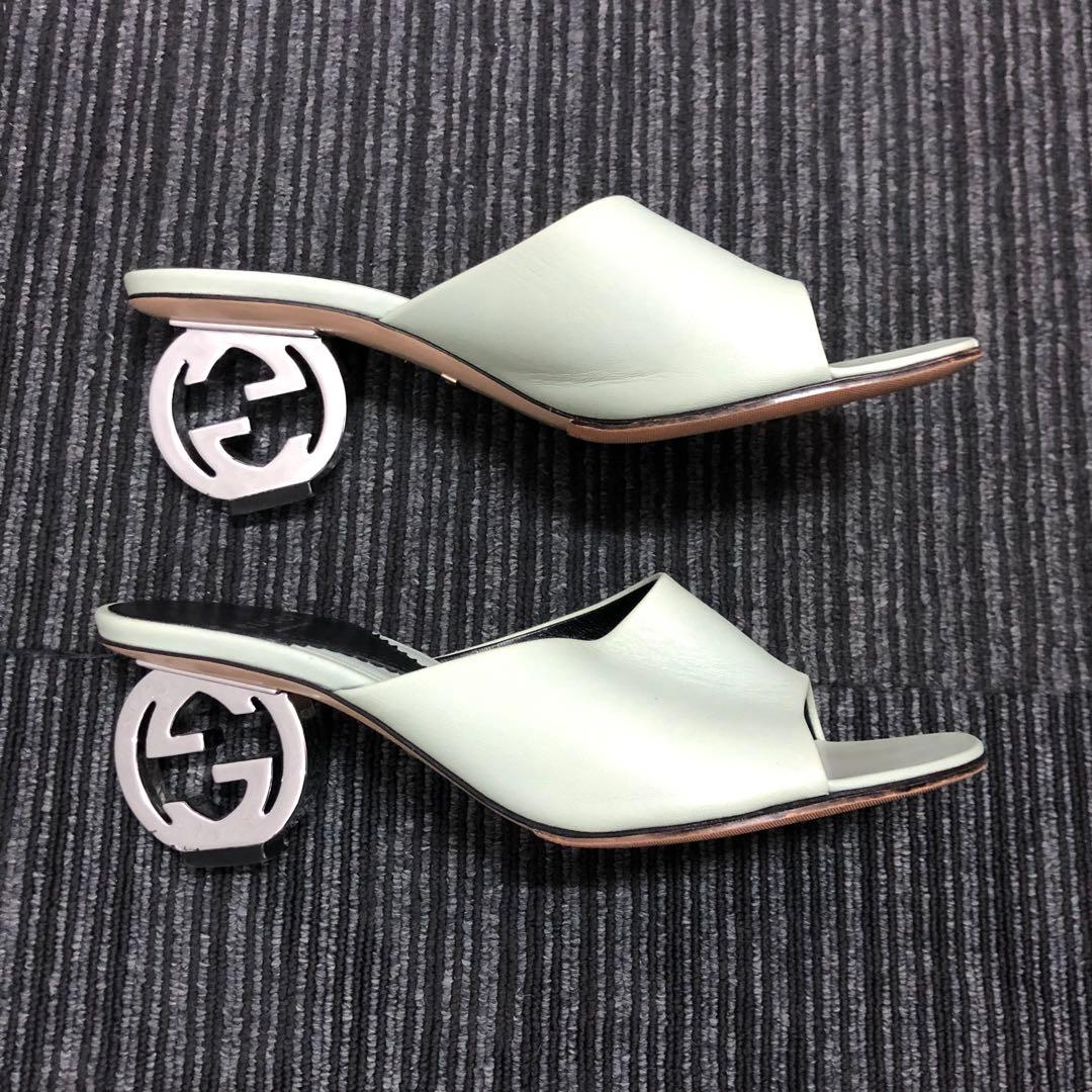 GUCCI グッチ インターロッキングG ライトグリーン ミュール