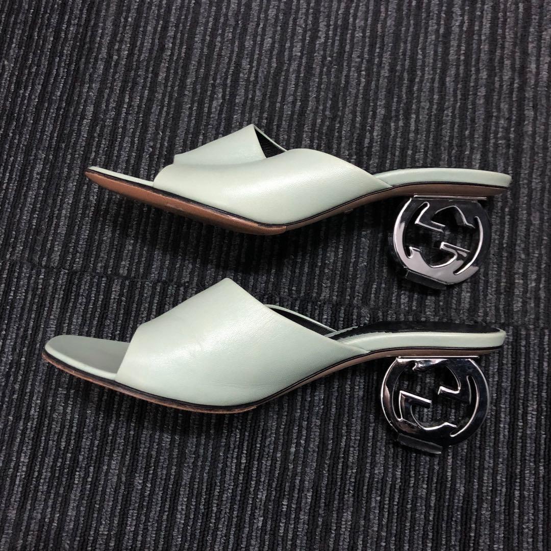 GUCCI グッチ インターロッキングG ライトグリーン ミュール