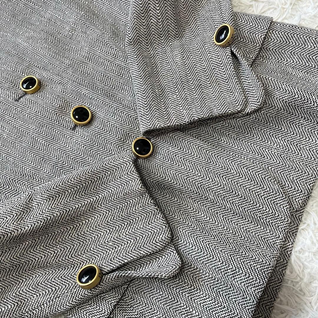 美品✨クリスチャンディオール ノーカラー ツイード ジャケット L ロゴボタン