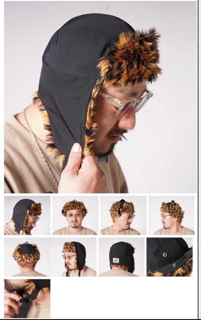 【タグ付】NASTOYS フライトキャップ　ブラック＆レオパード 森下直哉さん着