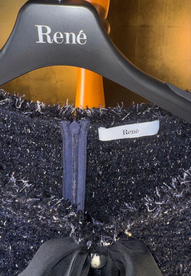 【Reneルネ】新品タグ付定価96,800円ラメ入ニットツイード ワンピース38