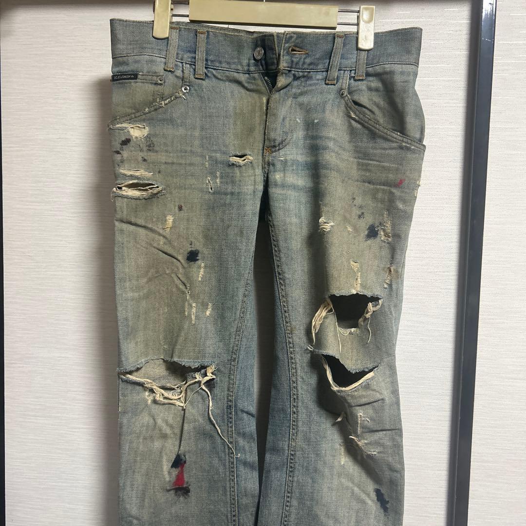 ドルチェ＆ガッバーナ　ダメージデニムパンツ