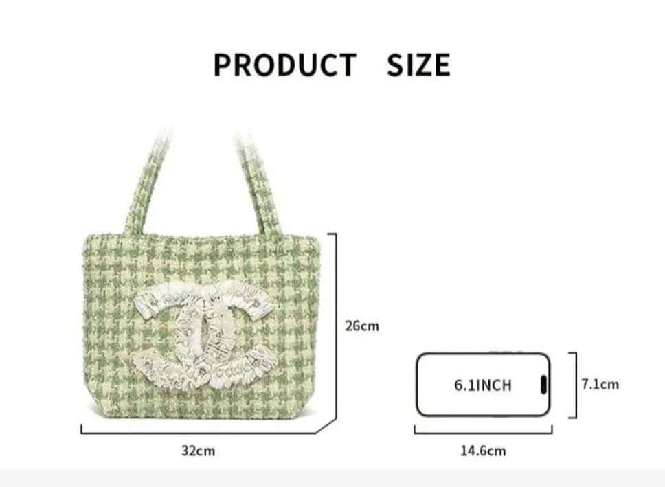 新品希少CHANEL ノベルティ トートバッグ ツイード グリーン ビッグココ