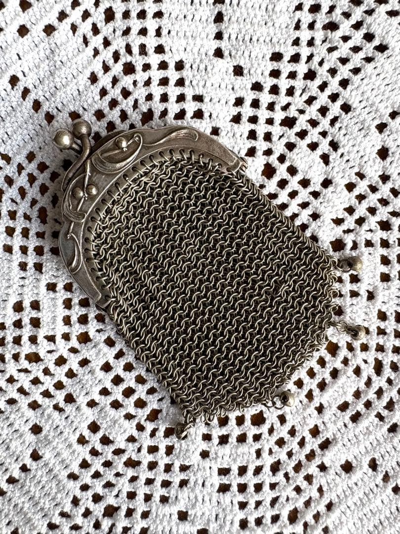 フランスアンティーク　パース　ヤドリギ　シャトレーン　シルバーメッシュ　①