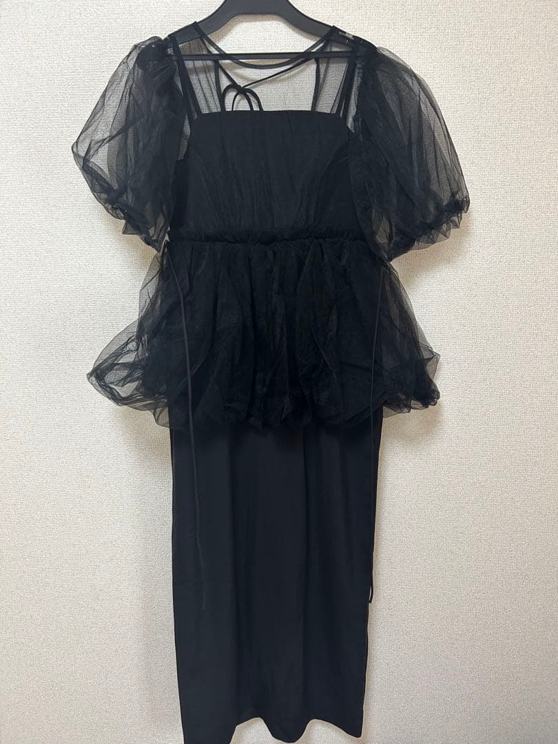 値下げ新品　今季　新作　ドリードール　バルーンチュールレイヤードドレス　ブラック