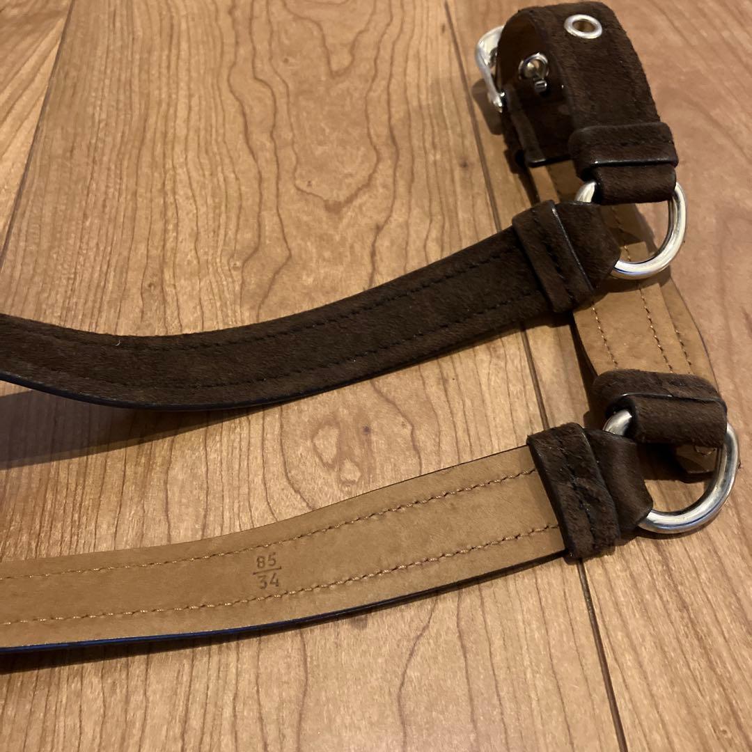 miu miu ブラウン スエード レザー ベルト 85/34