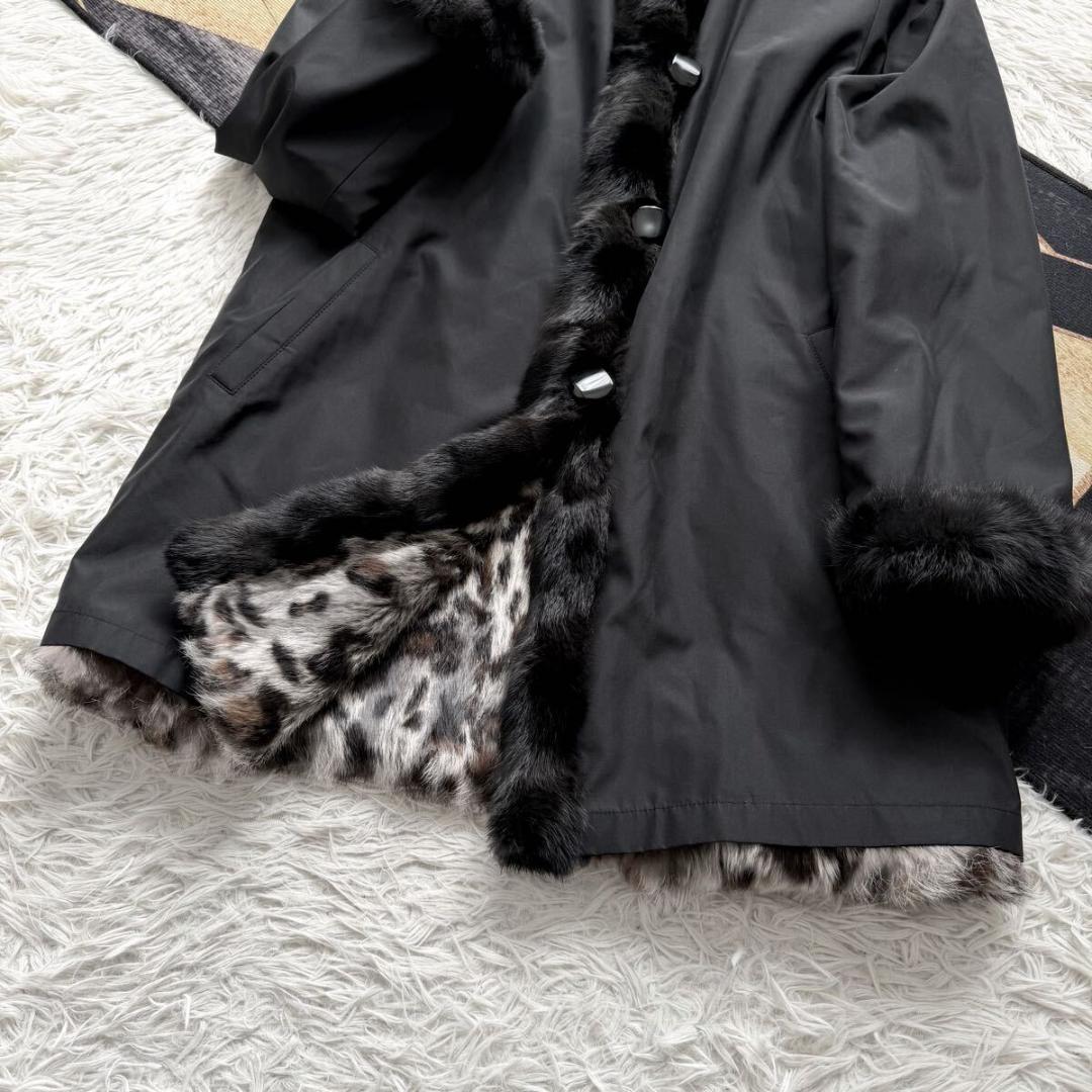 総丈88/希少デザイン◎ ロシアンリス/ラビット ロングファーコート 軽量 毛皮