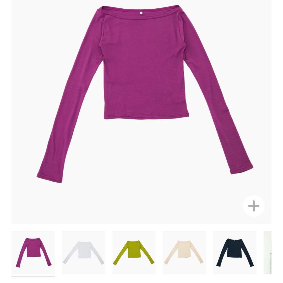 トップス draw drawers BOAT NECK LONG TEE