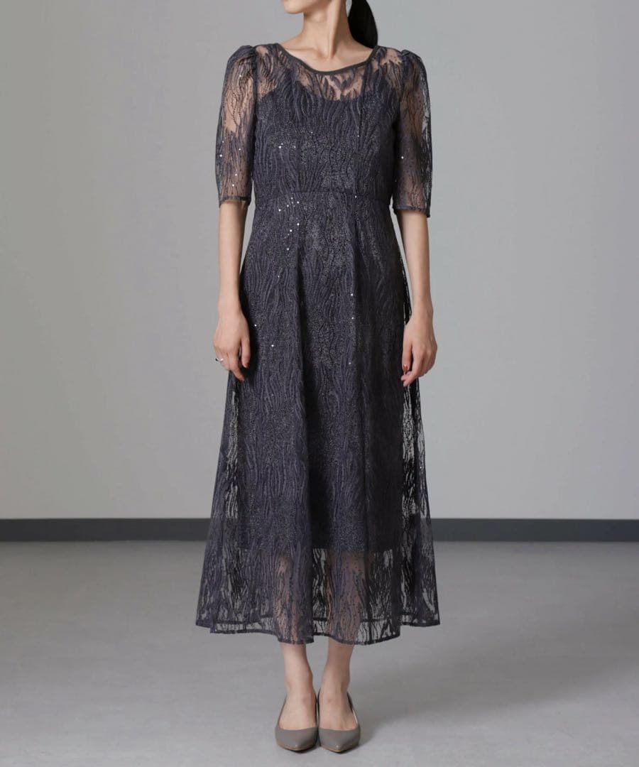 kaene カエン スパンコールアネモネドレス グレー 34