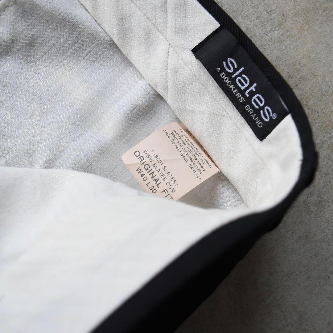 00s SLATES スレイツ ツータックスラックス 黒ブラック W40 L30