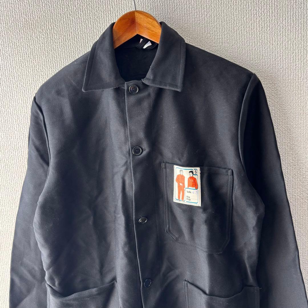 デッドストック ブラック モールスキン ワーク ジャケット ユーロ カバーオール