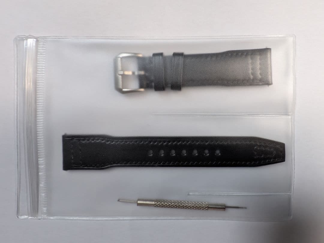 最高級シェルコードバン/ブラック/ 時計ベルト ステッチ入り/20mm