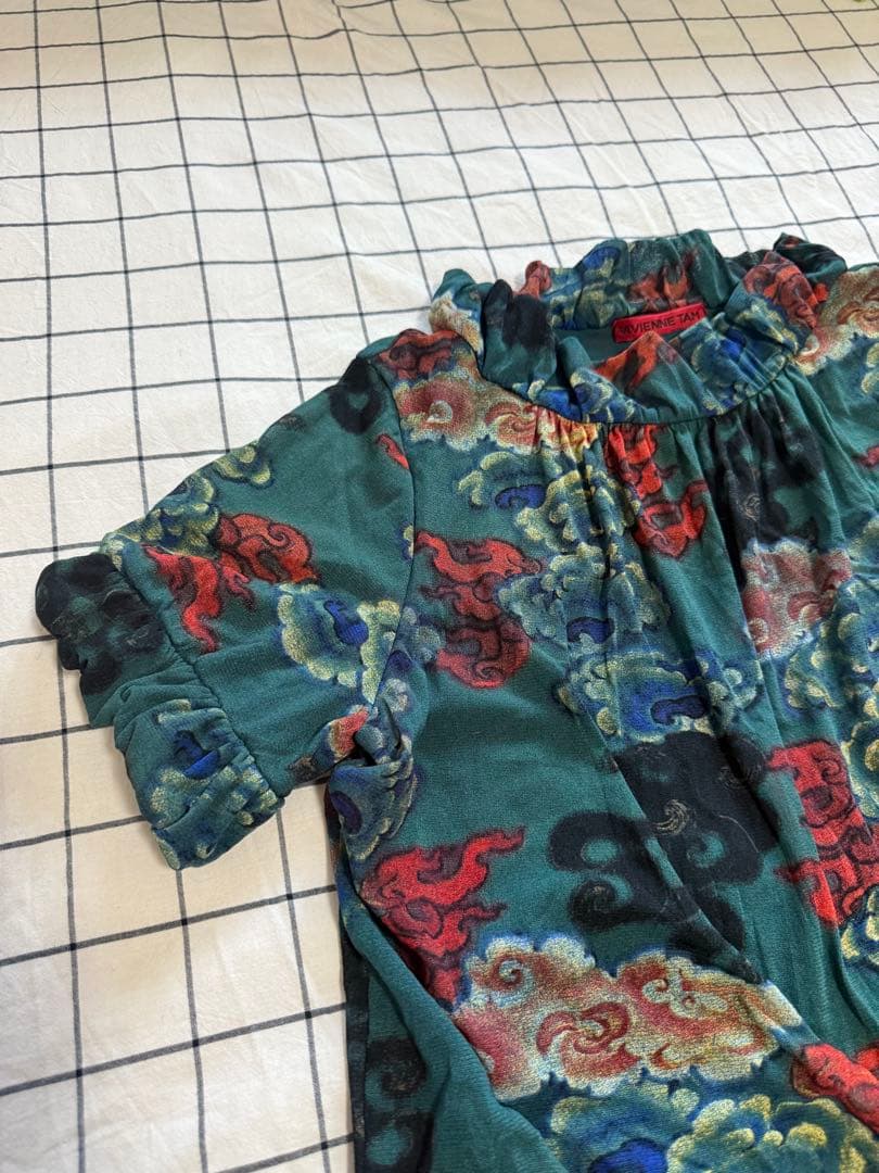 VIVIENNE TAM パワネット雲模様フリル付きミニワンピース