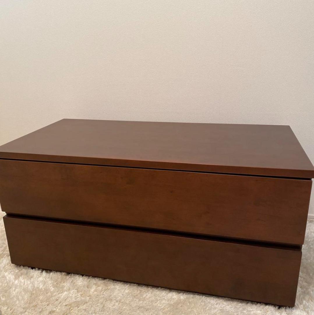 廃盤品 無印良品 ローチェスト 2段 バーチ材 ブラウン muji