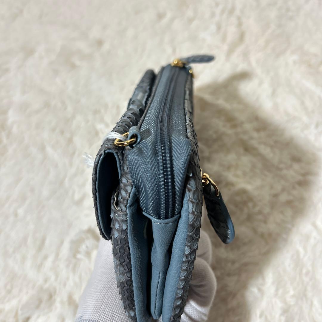 【PYTHONSKINGENUINE】高級素材パイソン　ショルダー 長財布