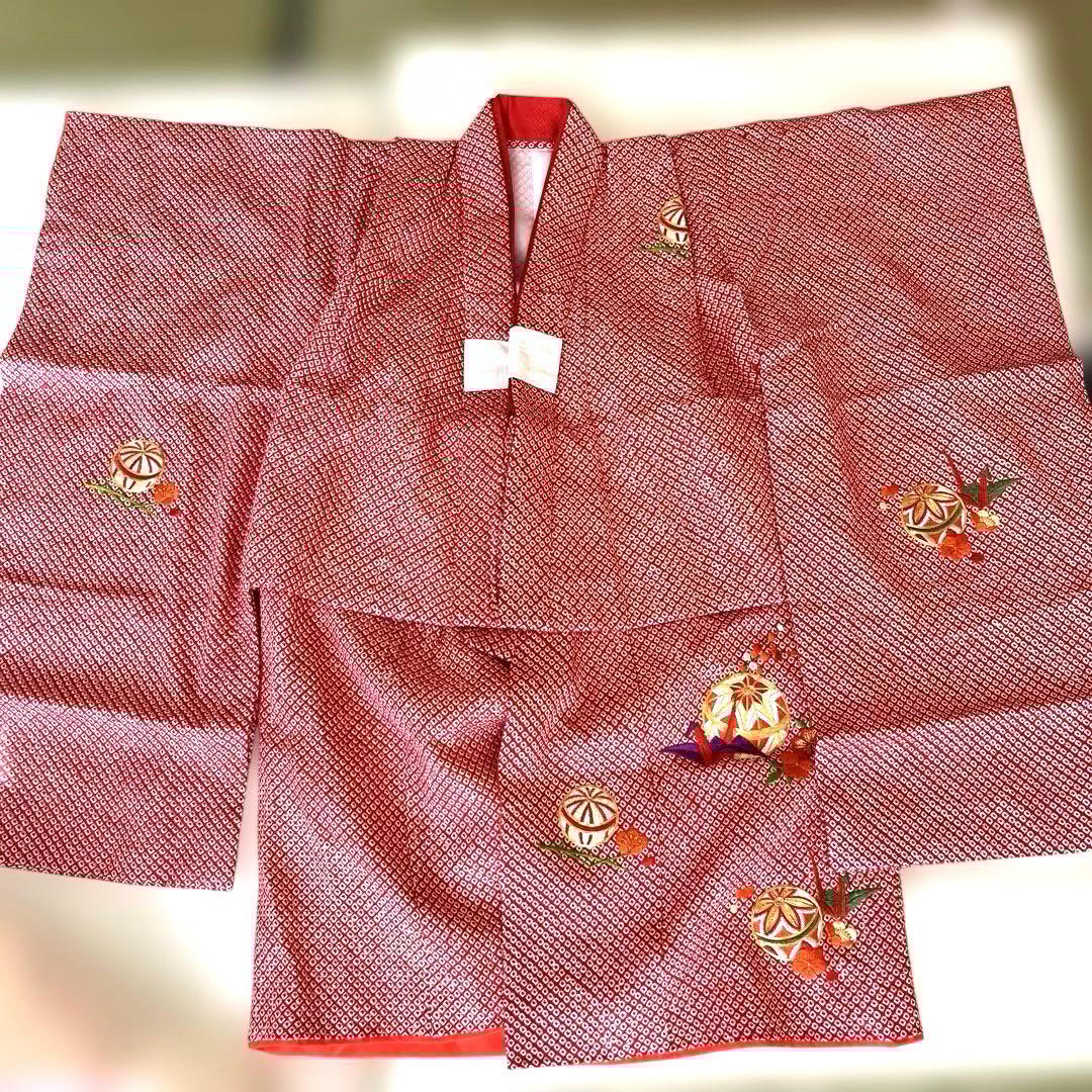 【七五三 3歳 女の子】赤 絞り 着物セット 一式 揃い 豪華